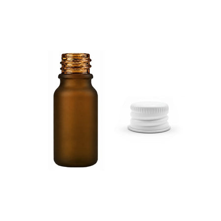 10ml Frosted Amber Glass Dropper Bottle with White Aluminium Cap