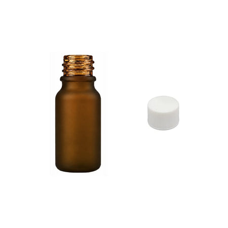10ml Frosted Amber Glass Dropper Bottle with White PP Wadded Cap DIN 18mm