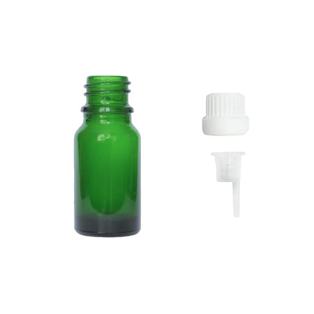 10ml Green Glass Dropper Bottle with 0.6mm Dripper Insert and Tamper Evident White Cap (Type III)