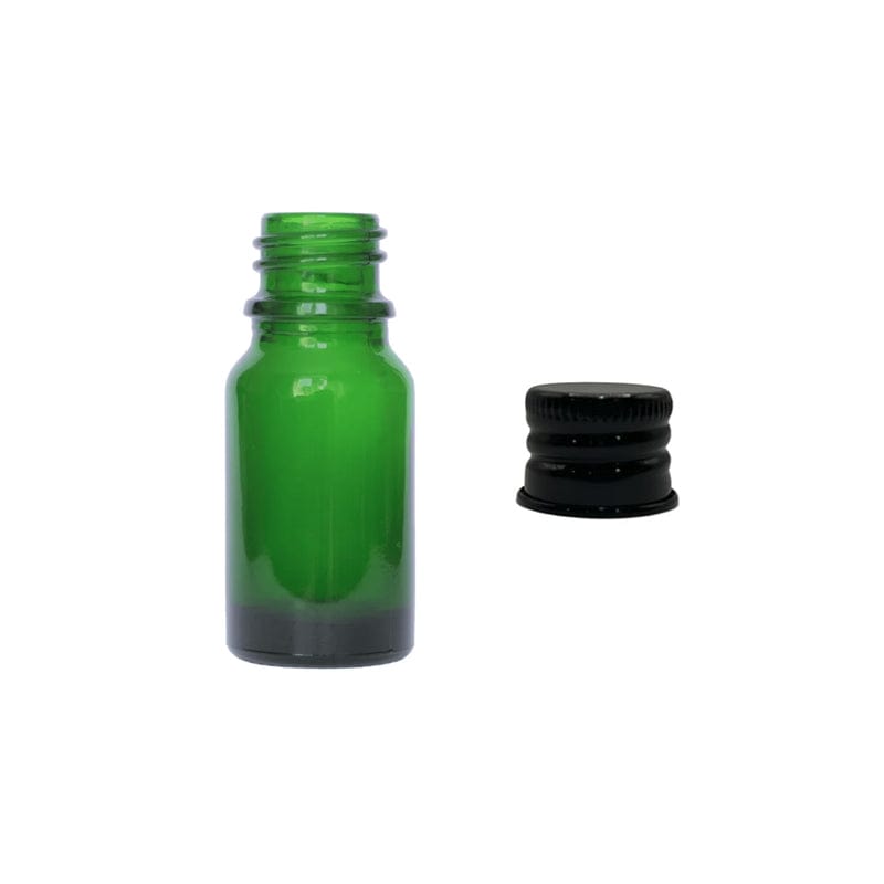 10ml Green Glass Dropper Bottle with Anodised Black DIN18 Cap