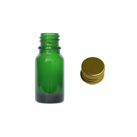 10ml Green Glass Dropper Bottle with Gold DIN18 Cap