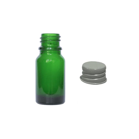 10ml Green Glass Dropper Bottle with White DIN18 Cap