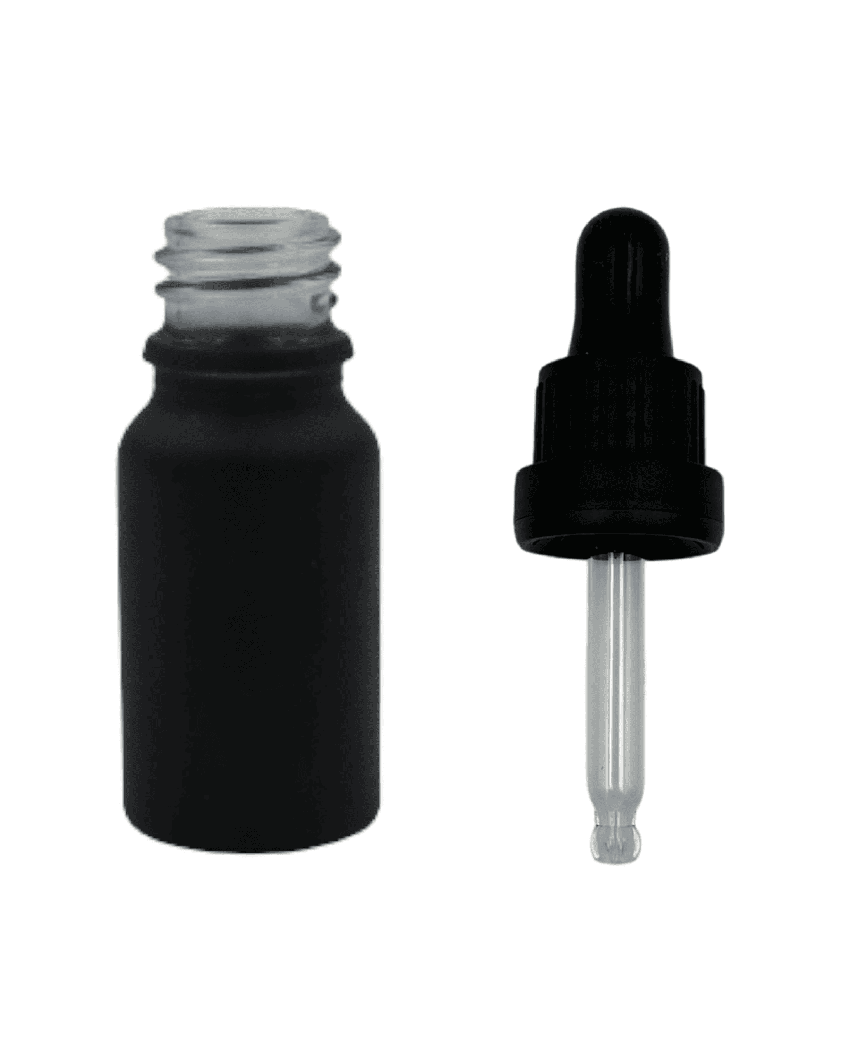 Matte Black Glass Dropper Bottles
