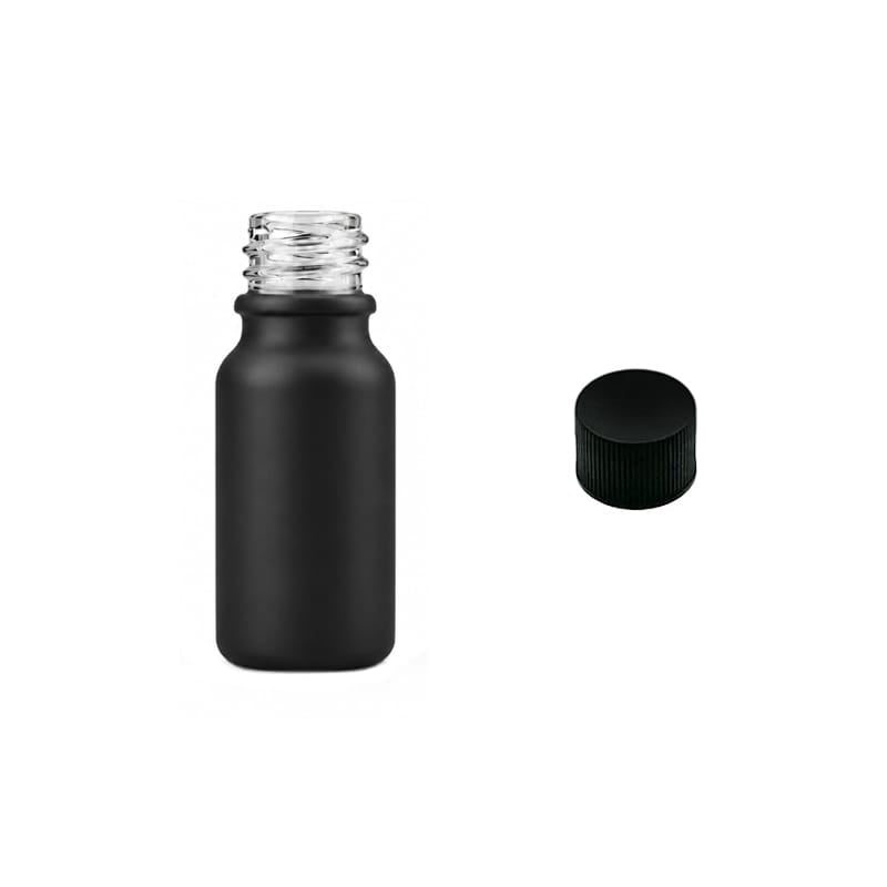 10ml Matte Black Glass Dropper Bottle with Black PP Wadded Cap DIN 18mm