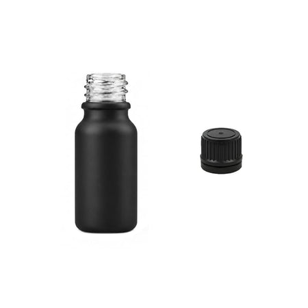 10ml Matte Black Glass Dropper Bottle with Tamper Evident Ribbed Black Cap (Type II)