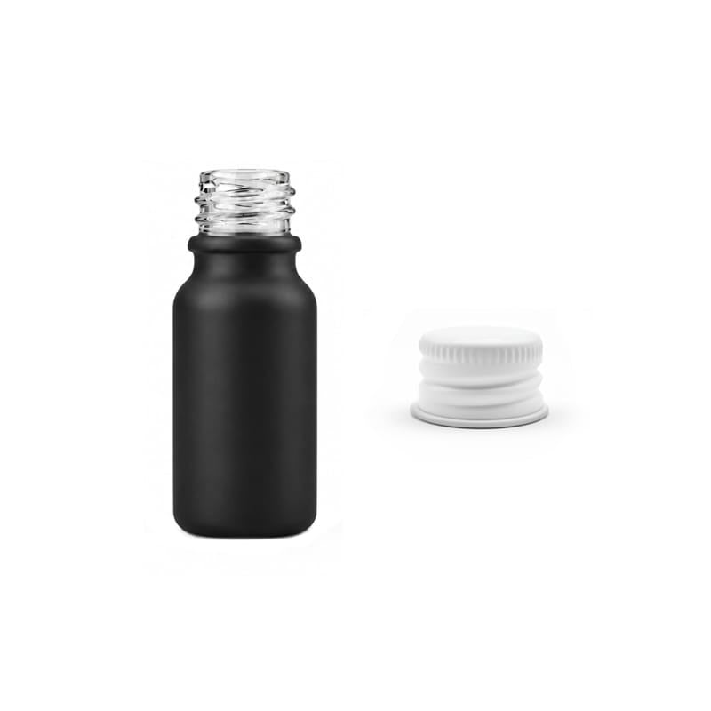 10ml Matte Black Glass Dropper Bottle with White Aluminium Cap