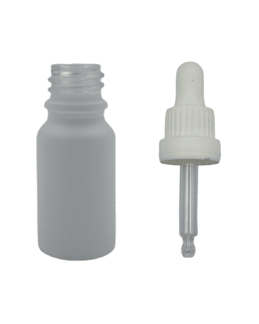 10ml Matte White Glass Dropper Bottle & White Tamper Evident Ball Ended Pipette