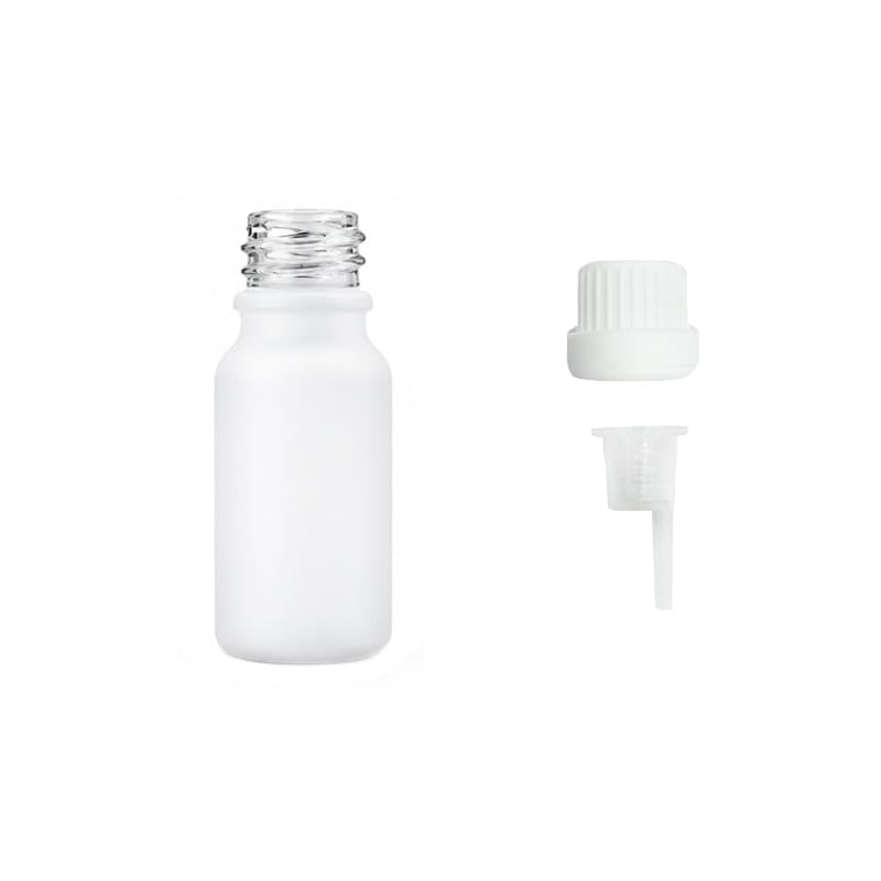 10ml Matte White Glass Dropper Bottle with 0.6mm Dripper Insert and Tamper Evident White Cap (Type III)