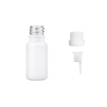 10ml Matte White Glass Dropper Bottle with 0.6mm Dripper Insert and Tamper Evident White Cap (Type III)