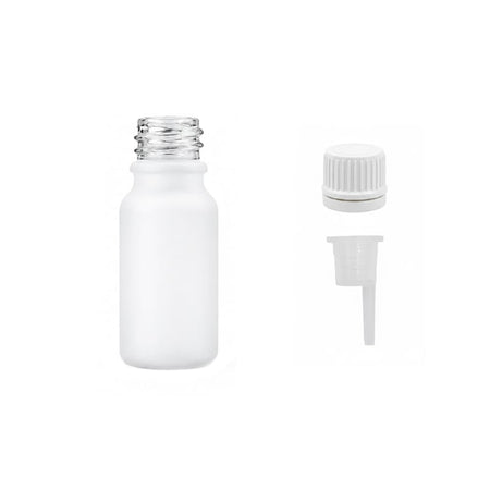 10ml Matte White Glass Dropper Bottle with 1.0mm Dripper Insert and Tamper Evident White Cap (Type II)
