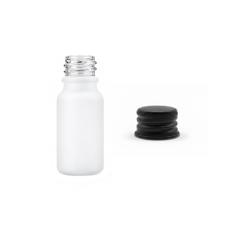 10ml Matte White Glass Dropper Bottle with Black Aluminium Cap