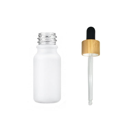 10ml Matte White Glass Dropper Bottle with Black Bamboo Dropper