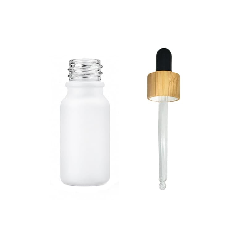 10ml Matte White Glass Dropper Bottle with Black Bamboo Dropper