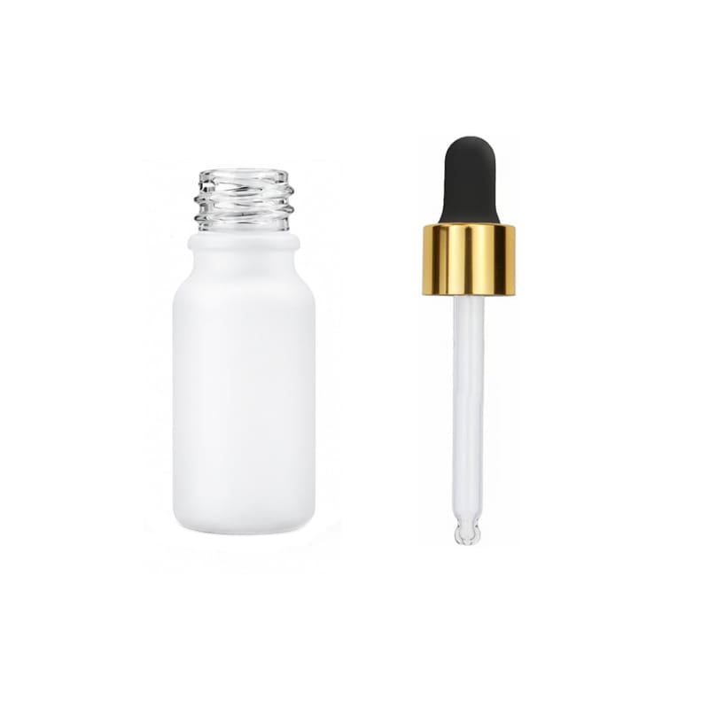 10ml Matte White Glass Dropper Bottle with Black & Gold Dropper