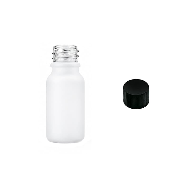 10ml Matte White Glass Dropper Bottle with Black PP Wadded Cap DIN 18mm