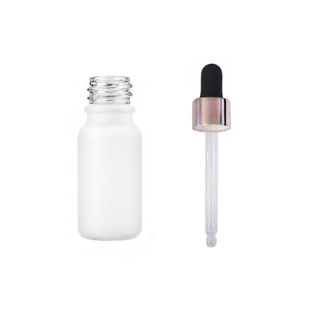 10ml Matte White Glass Dropper Bottle with Black & Rose Gold Dropper