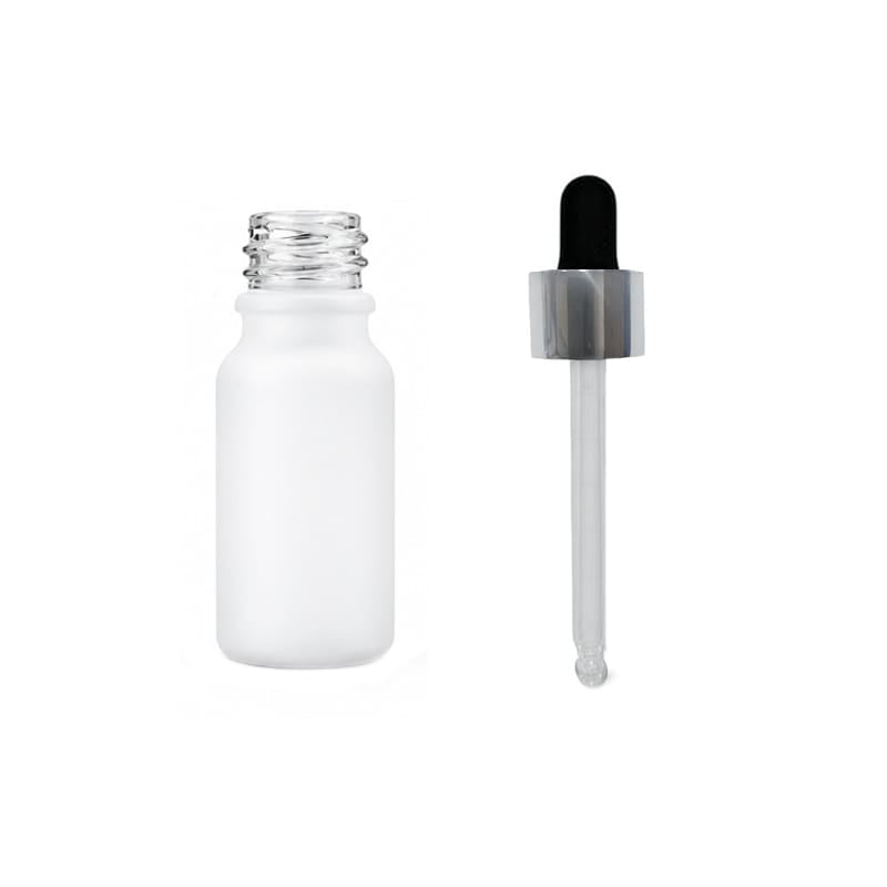 10ml Matte White Glass Dropper Bottle with Black & Silver Dropper