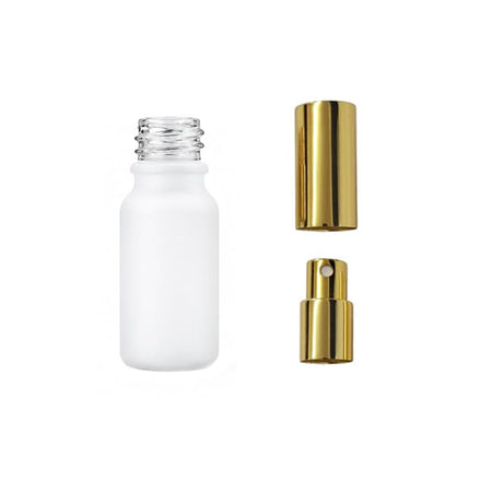 10ml Matte White Glass Dropper Bottle with Gold Atomiser with Gold Over Cap