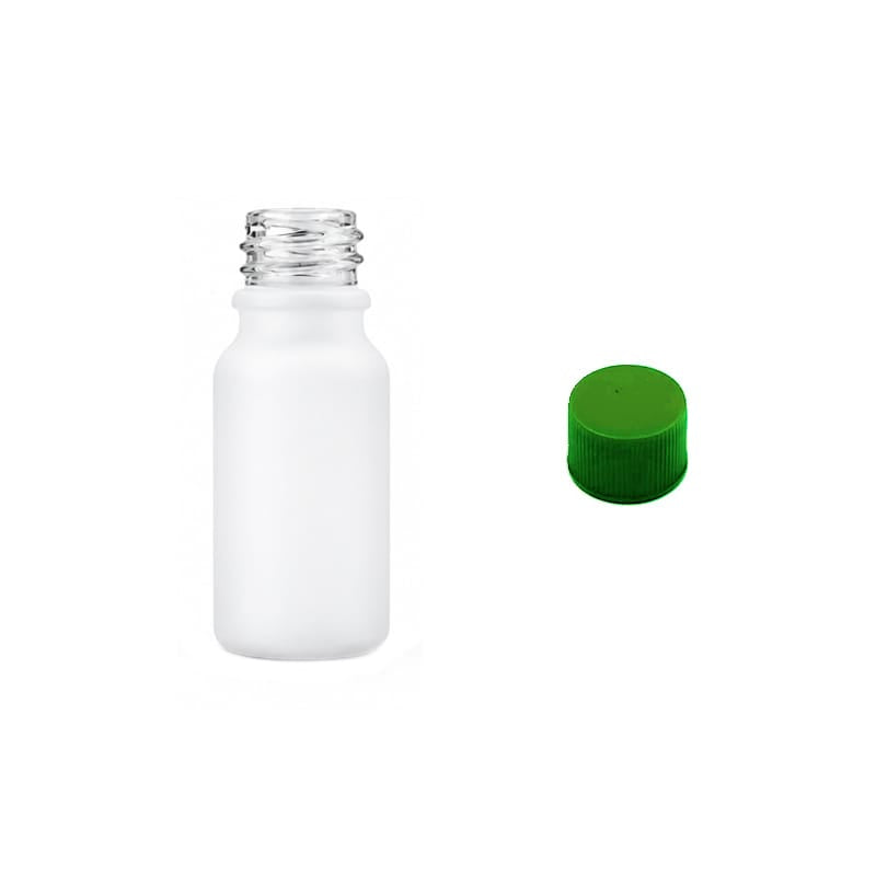 10ml Matte White Glass Dropper Bottle with Green PP Wadded Cap DIN 18mm