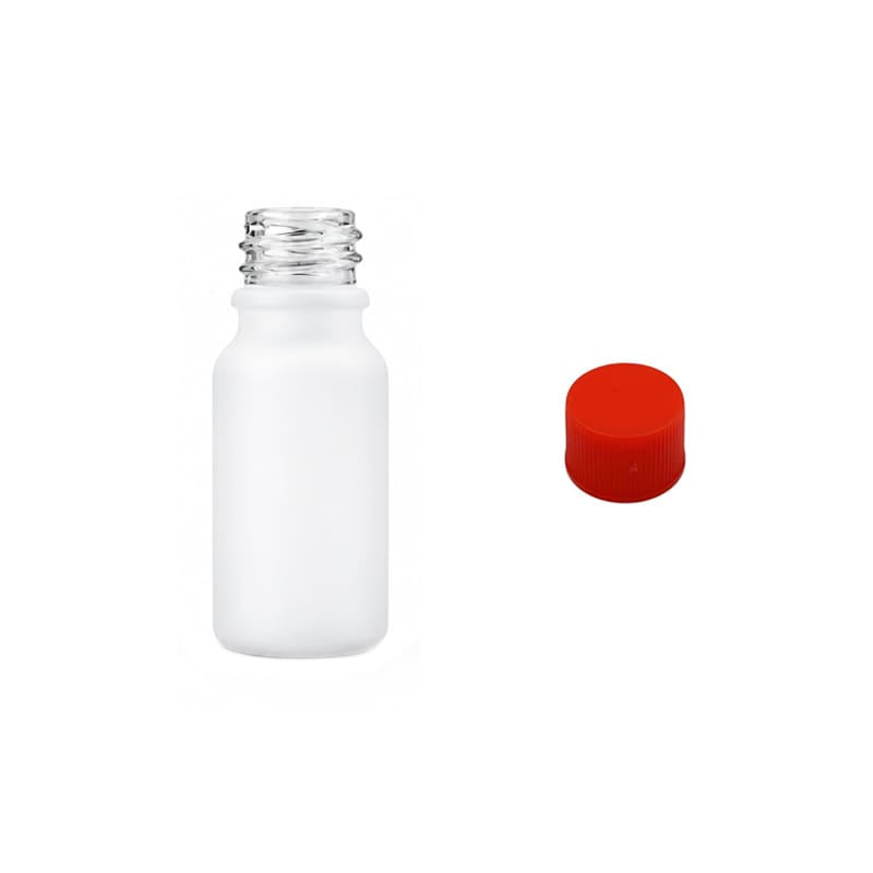 10ml Matte White Glass Dropper Bottle with Red PP Wadded Cap DIN 18mm