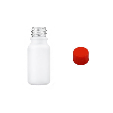 10ml Matte White Glass Dropper Bottle with Red PP Wadded Cap DIN 18mm