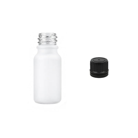 10ml Matte White Glass Dropper Bottle with Tamper Evident Ribbed Black Cap (Type II)