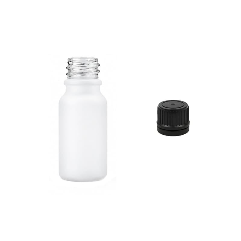 10ml Matte White Glass Dropper Bottle with Tamper Evident Ribbed Black Cap (Type II)