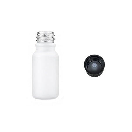 10ml Matte White Glass Dropper Bottle with Urea Black Cap with Polycone Insert DIN 18mm
