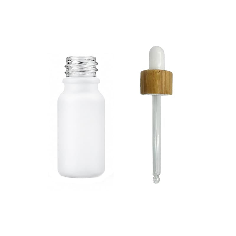10ml Matte White Glass Dropper Bottle with White Bamboo Dropper
