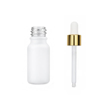 10ml Matte White Glass Dropper Bottle with White & Gold Dropper