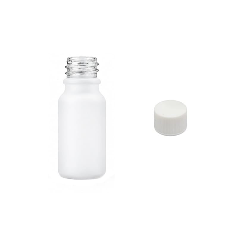 10ml Matte White Glass Dropper Bottle with White PP Wadded Cap DIN 18mm