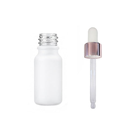 10ml Matte White Glass Dropper Bottle with White & Rose Gold Dropper