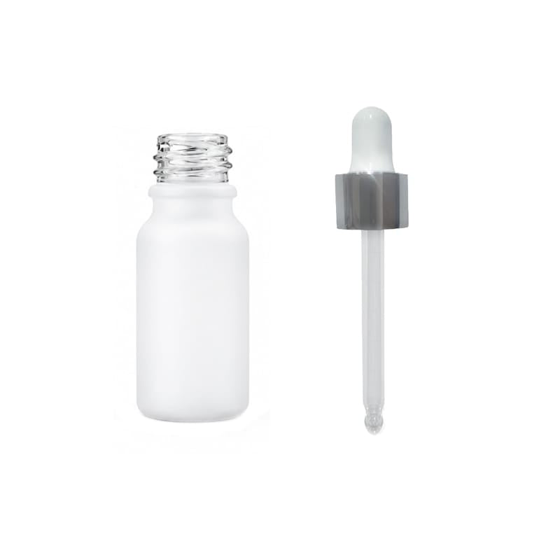 10ml Matte White Glass Dropper Bottle with White & Silver Dropper