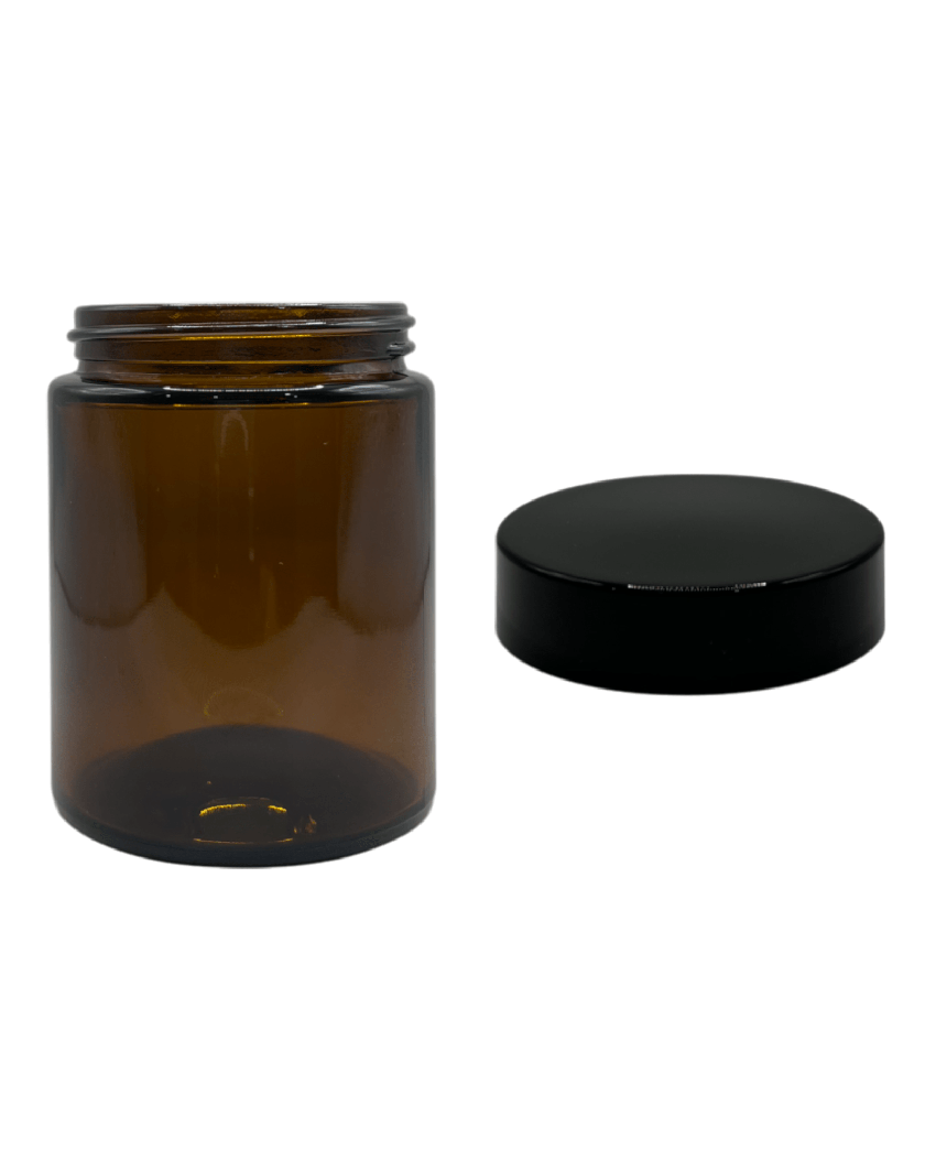 150ml Amber Glass Jar With Black ABS Cap - Pack of 15