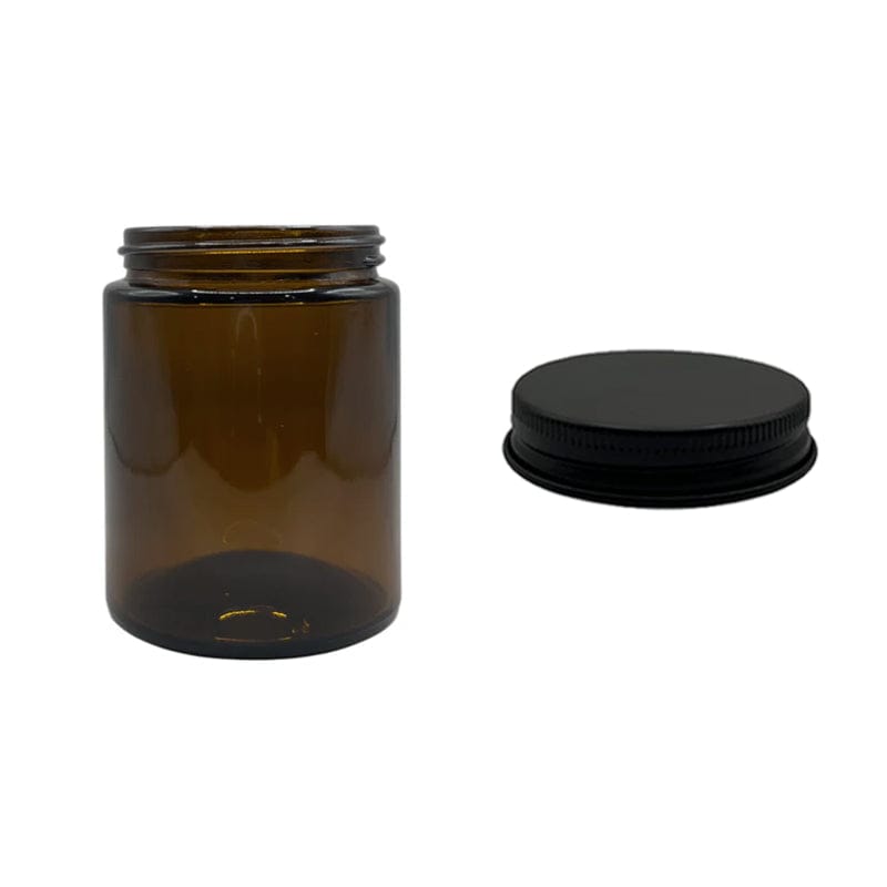 150ml Amber Glass Jar With Matte Black Aluminium Lid