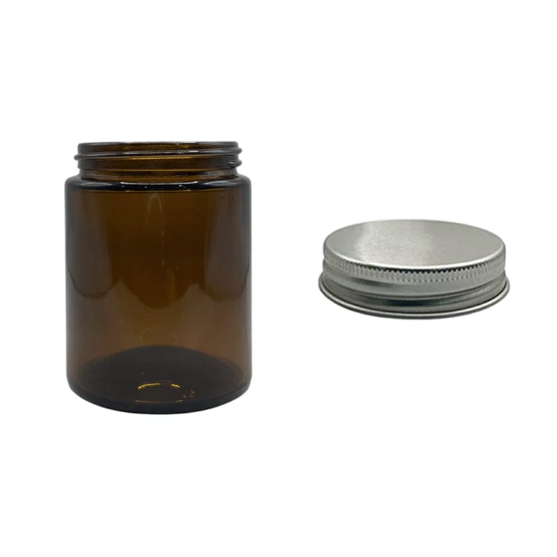 150ml Amber Glass Jar With Silver Aluminium Lid
