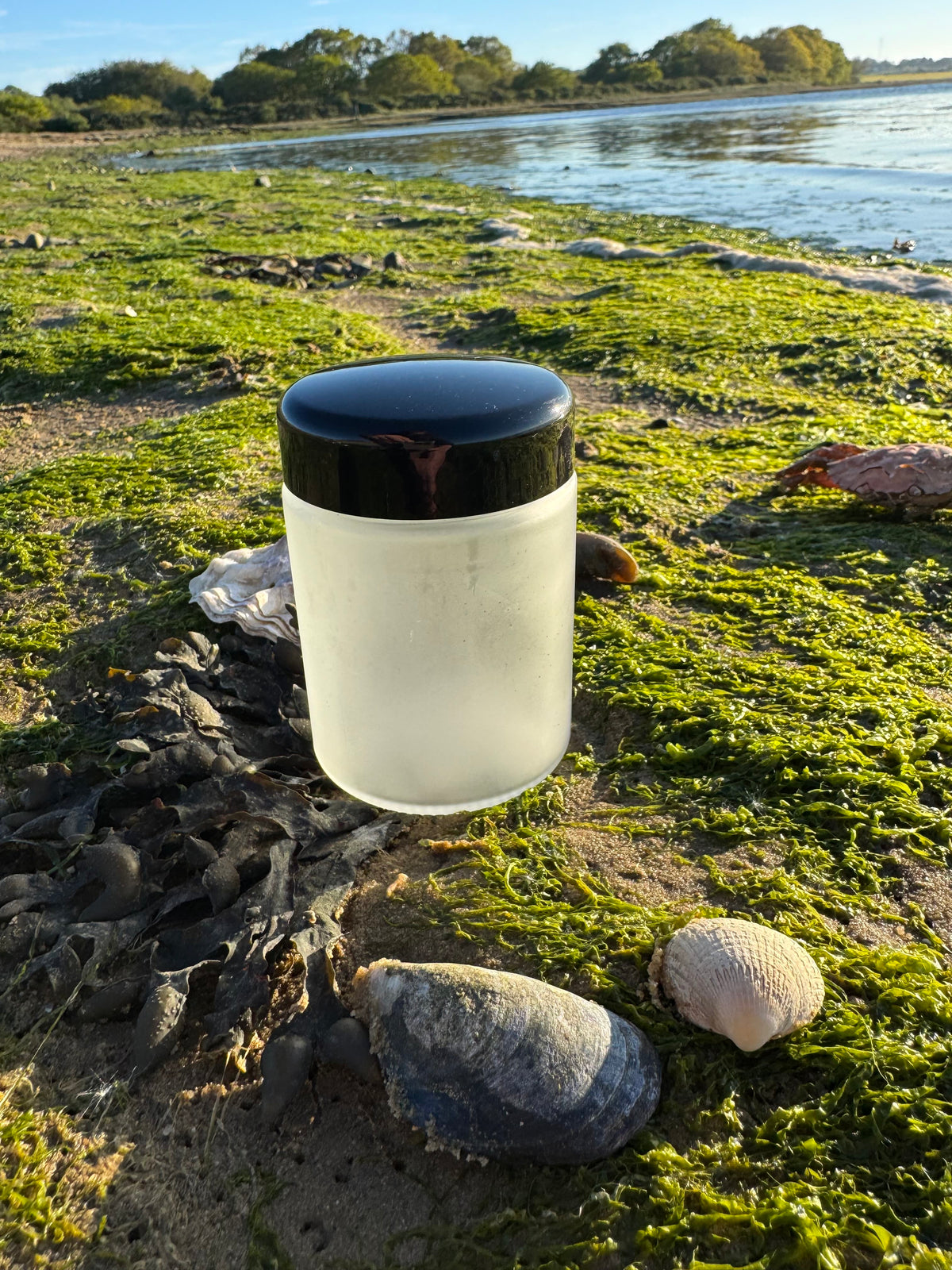 150ml Frosted Clear Glass Jar with Premium Black SAN Lid