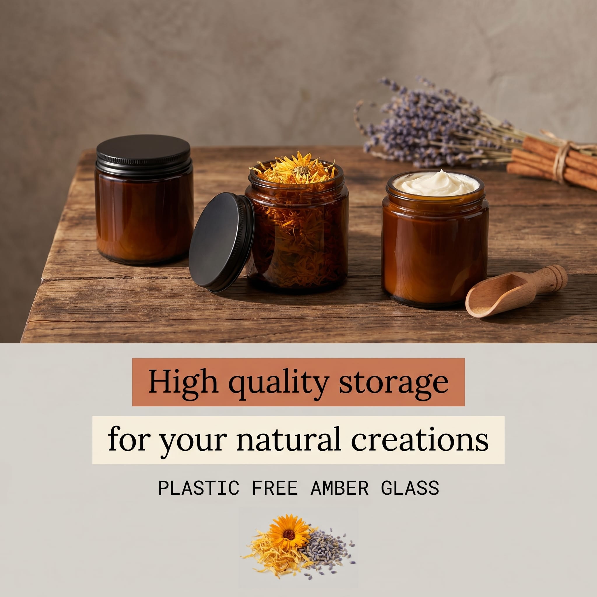 FREE LIDS with these Amber Glass Jars