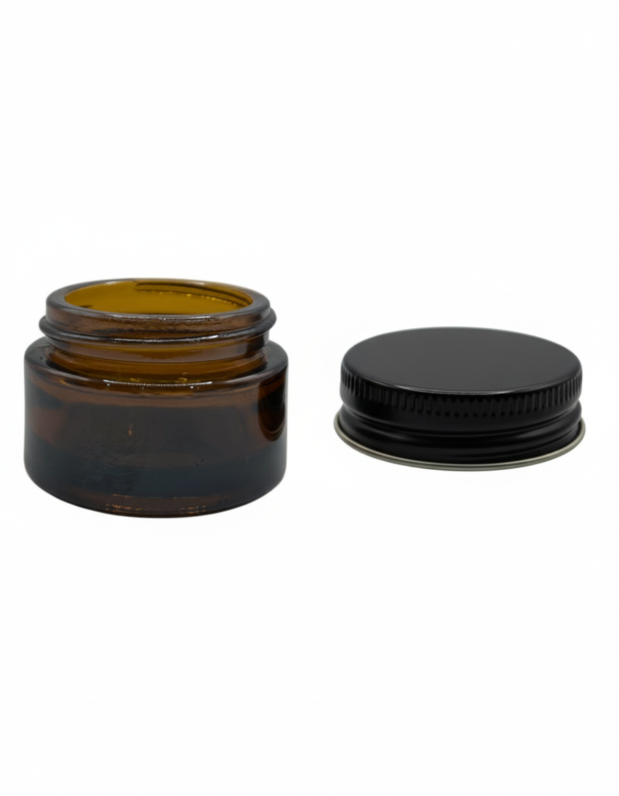 15ml Amber glass Jar and Gloss Black Aluminium Cap