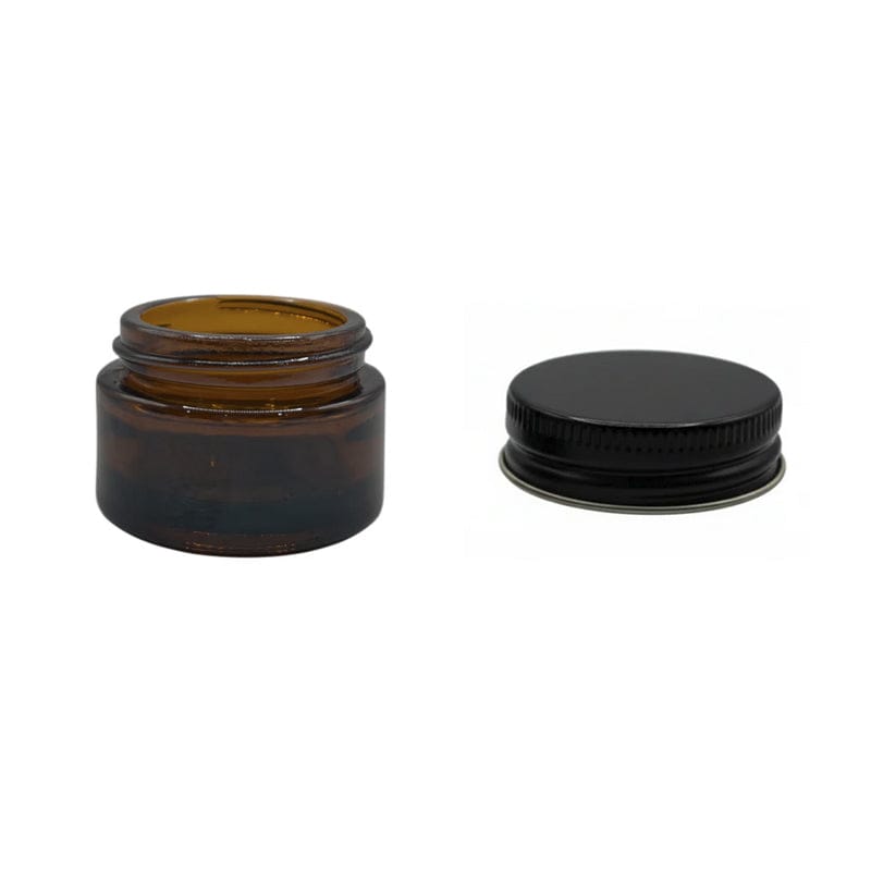 15ml Amber Glass Jar With Gloss Black Aluminium Lid - Pack of 15