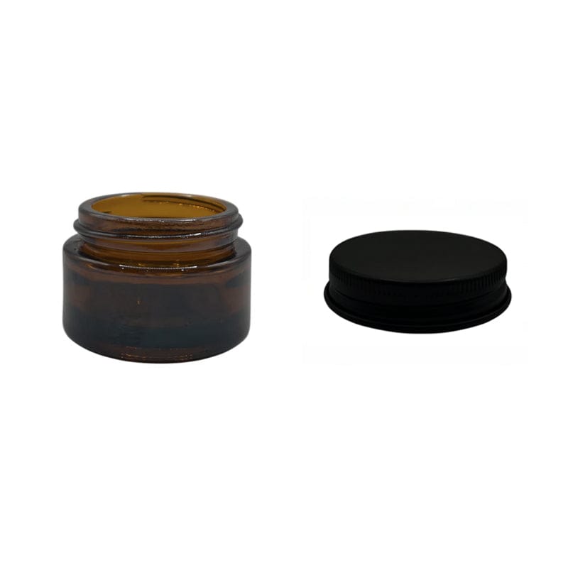 15ml Amber Glass Jar With Matte Black Aluminium Lid - Pack of 15