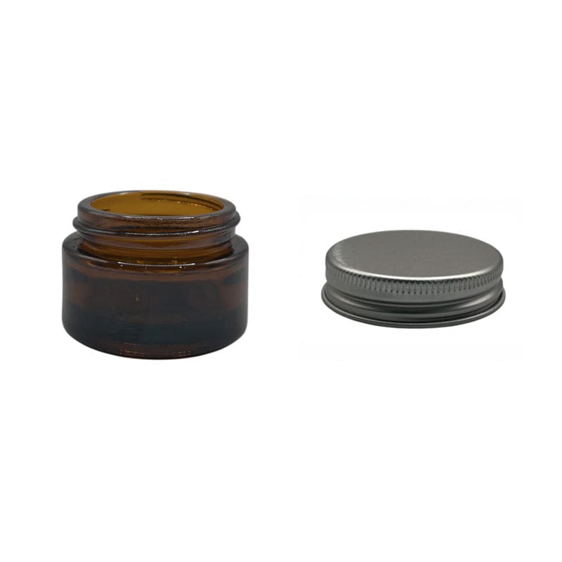 15ml Amber Glass Jar With Silver Aluminium Lid - Pack of 15