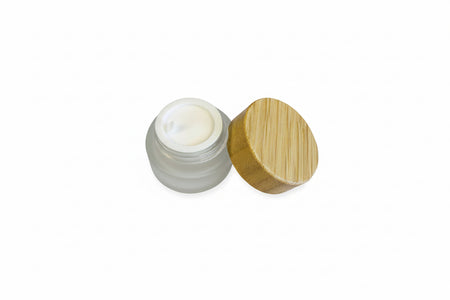 15ml Frosted Glass Jar with Bamboo Lid