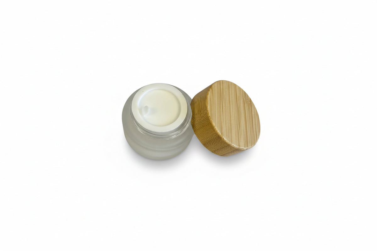 15ml Frosted Glass Jar with Bamboo Lid
