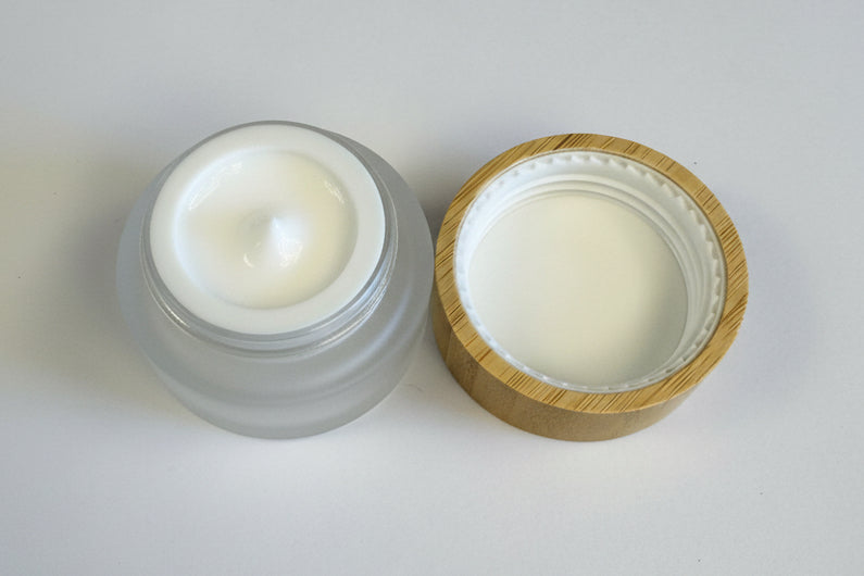 15ml Frosted Glass Jar with Bamboo Lid