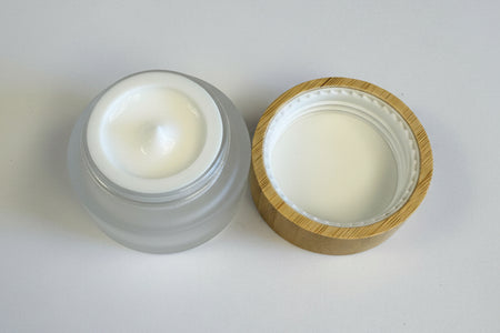 15ml Frosted Glass Jar with Bamboo Lid