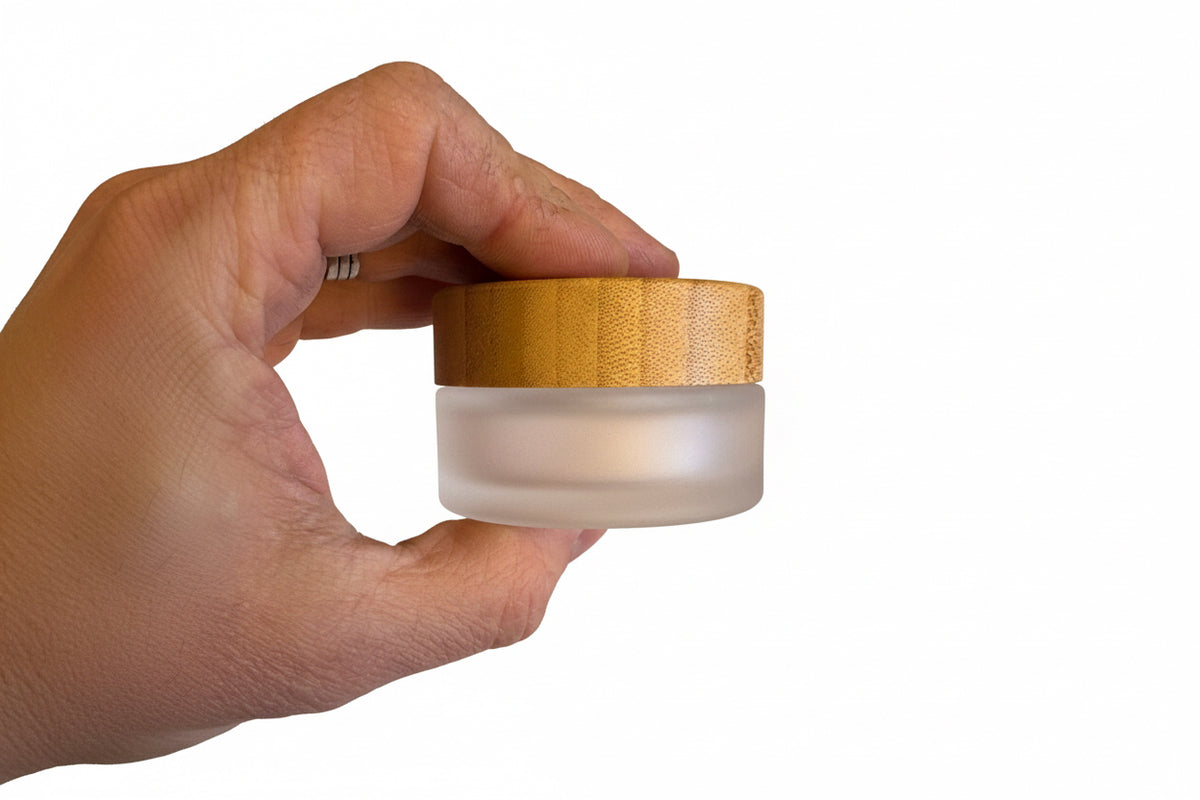 15ml Frosted Glass Jar with Bamboo Lid