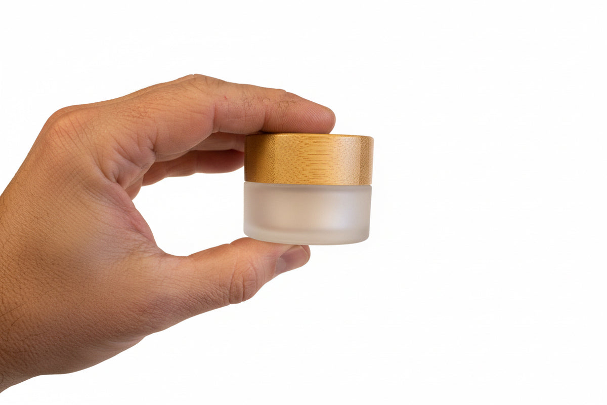 15ml Frosted Glass Jar with Bamboo Lid