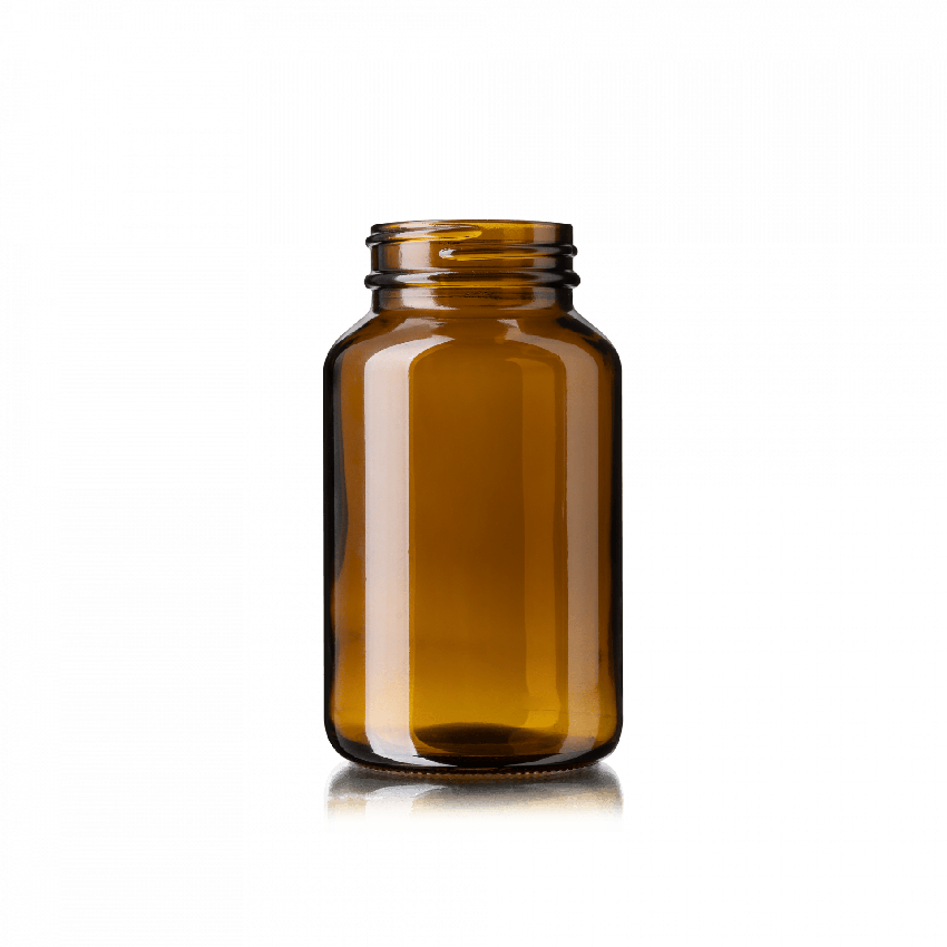 200ml Amber Vitamin Glass Jar with Silver Tinplate Lid