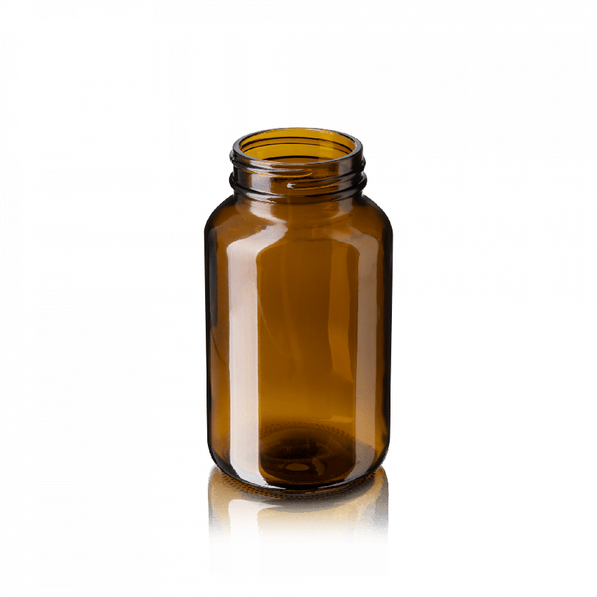 200ml Amber Vitamin Glass Jar with Silver Tinplate Lid